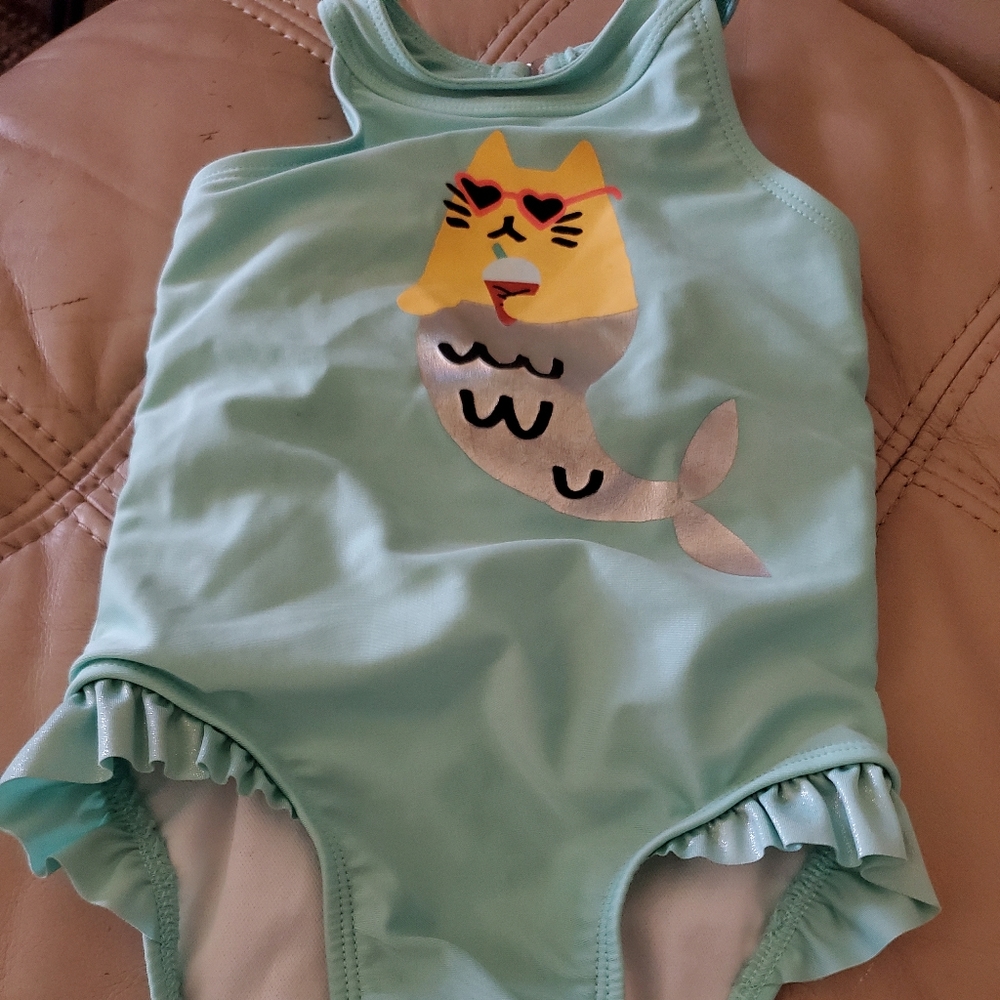 Toddler girl Cat & Jack mint green swimsuit